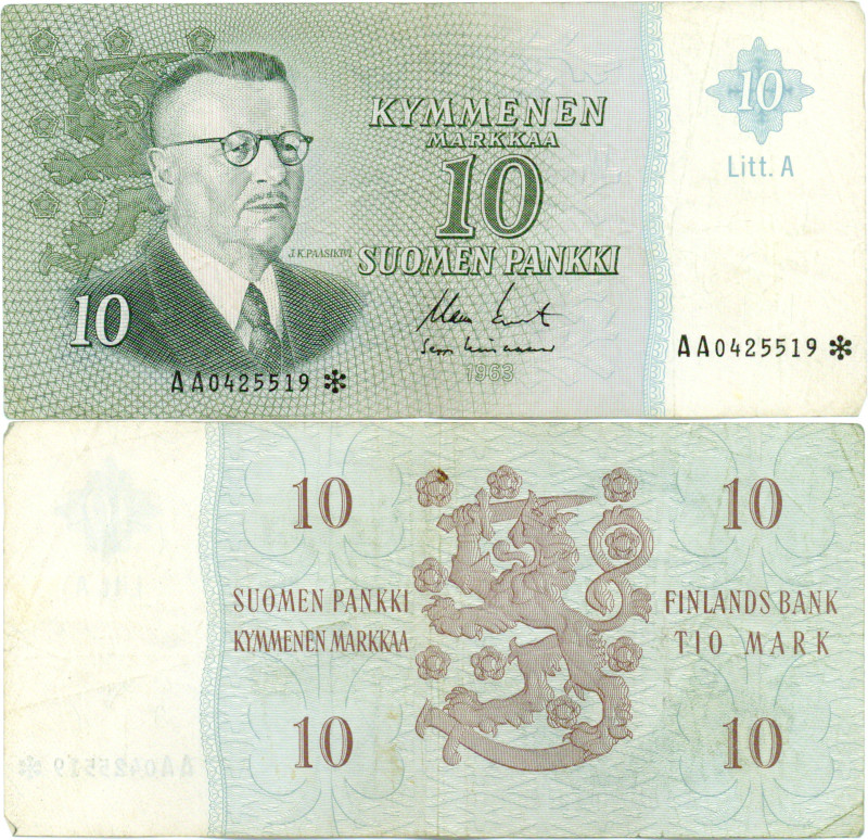 10 Markkaa 1963 Litt.A AA0425519*